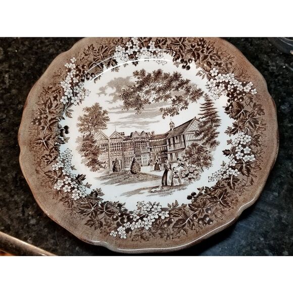 J&G Meakin Merrie England Cheshire Bramall Hall Plate VTG English Ironstone 9" - Picture 10 of 16